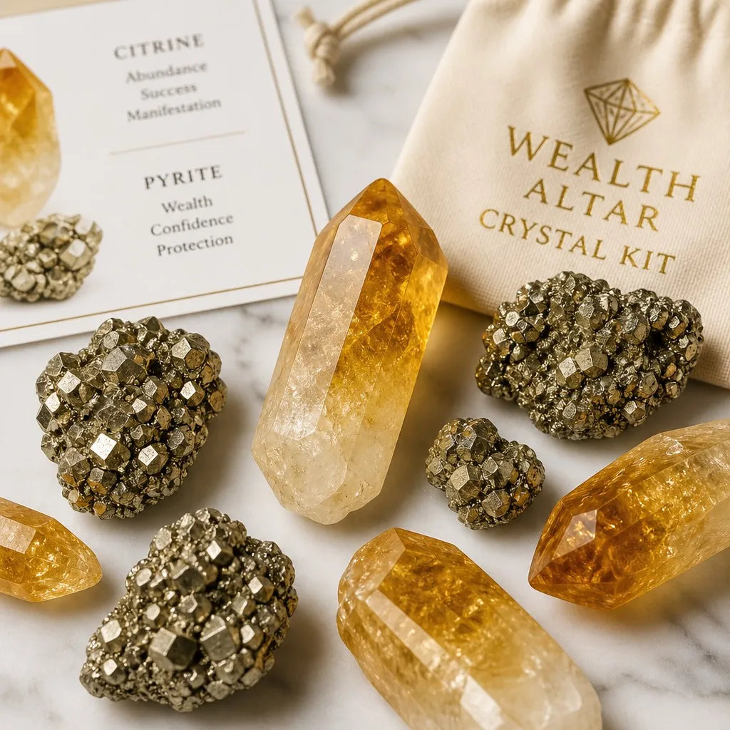 Raw Citrine & Pyrite Wealth Altar Kit for Abundance
