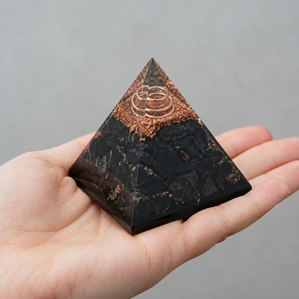 Anti-EMF Black Obsidian Orgone Pyramid Energy Generator