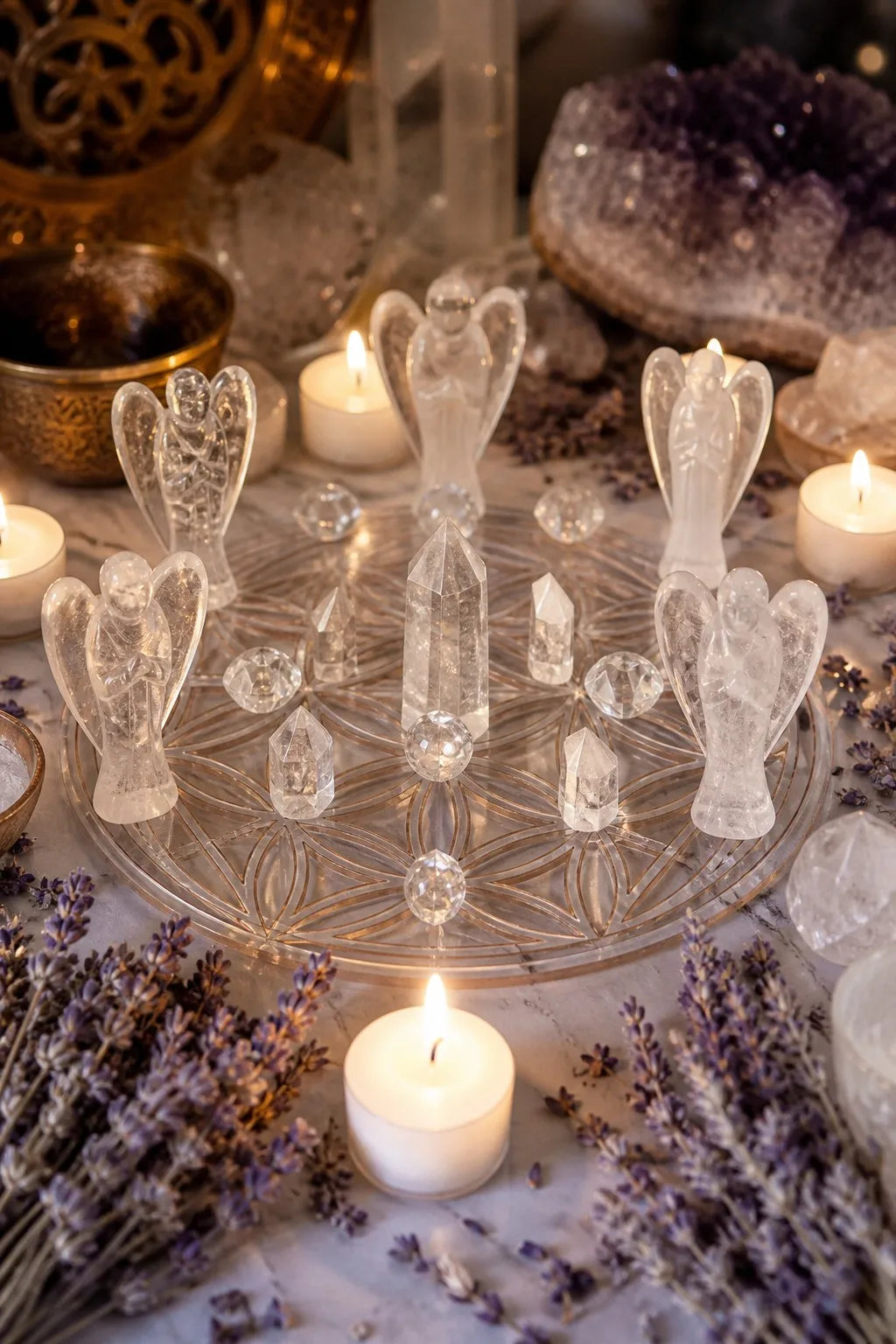 12-Piece Hand-Carved Crystal Guardian Angel Pocket Statues