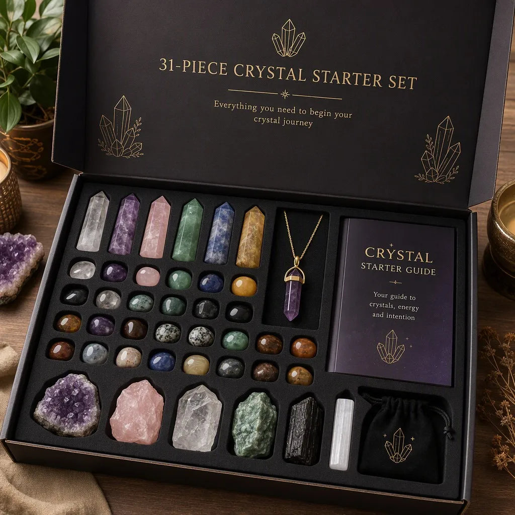 31-Piece Ultimate Healing Crystal Starter Set with Guide