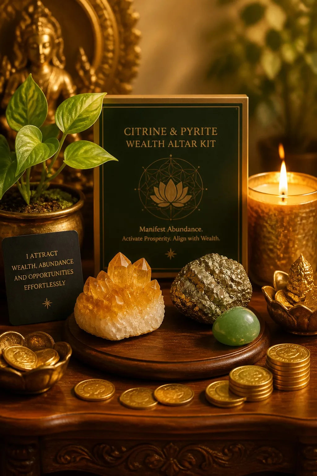 Raw Citrine & Pyrite Wealth Altar Kit for Abundance