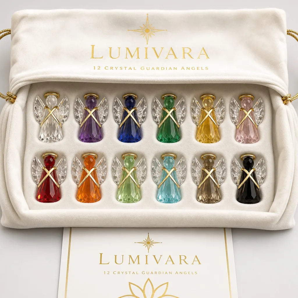 12-Piece Hand-Carved Crystal Guardian Angel Pocket Statues