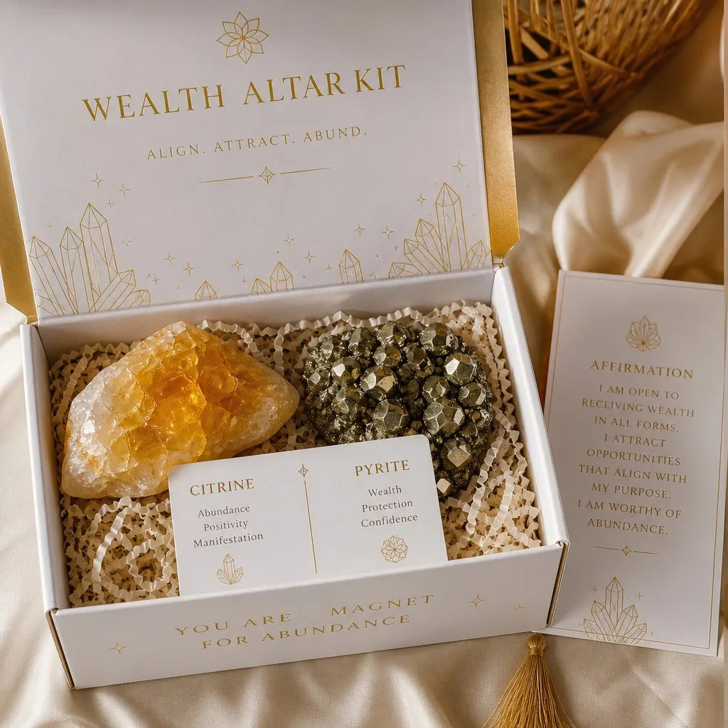 Raw Citrine & Pyrite Wealth Altar Kit for Abundance