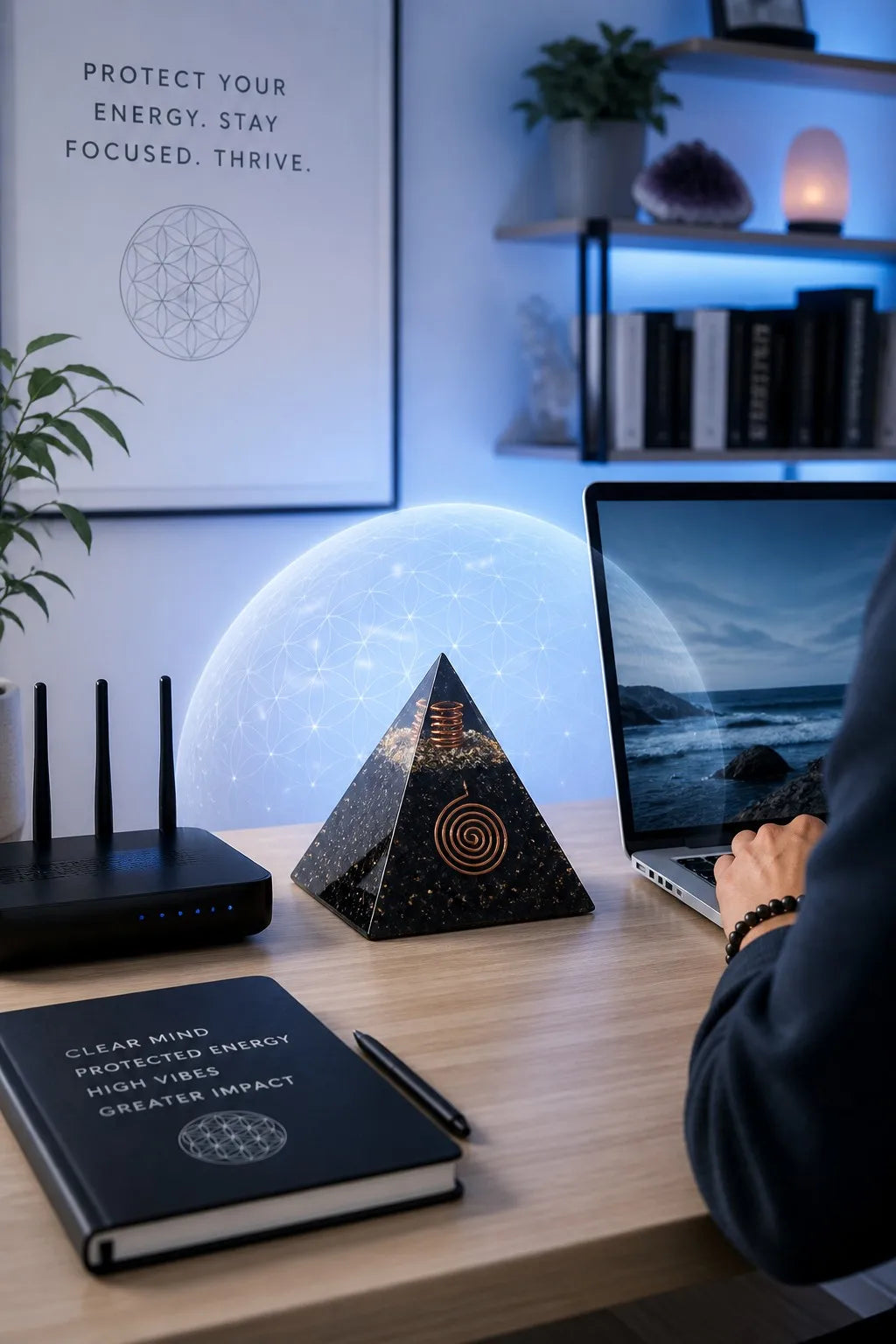 Anti-EMF Black Obsidian Orgone Pyramid Energy Generator