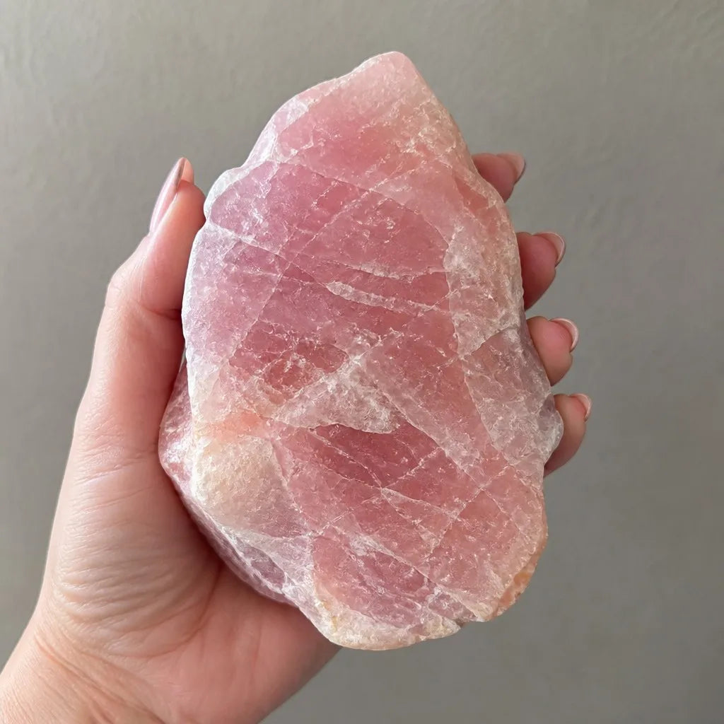 Natural Pink Cobalt Calcite Palm Stone - Large Druzy