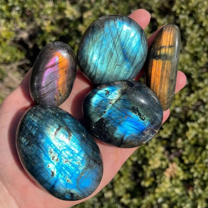 Flashy Labradorite Palm Stone - Magic & Intuition Meditation Tool