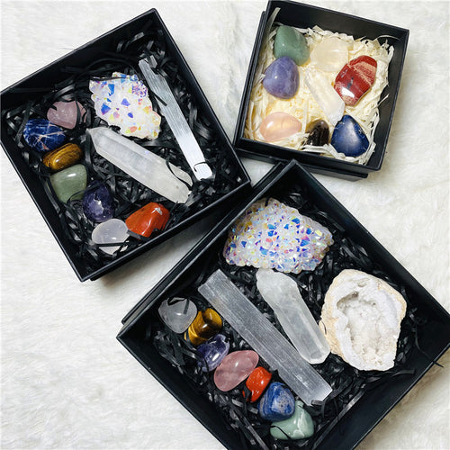 Natural healing crystals gift box set