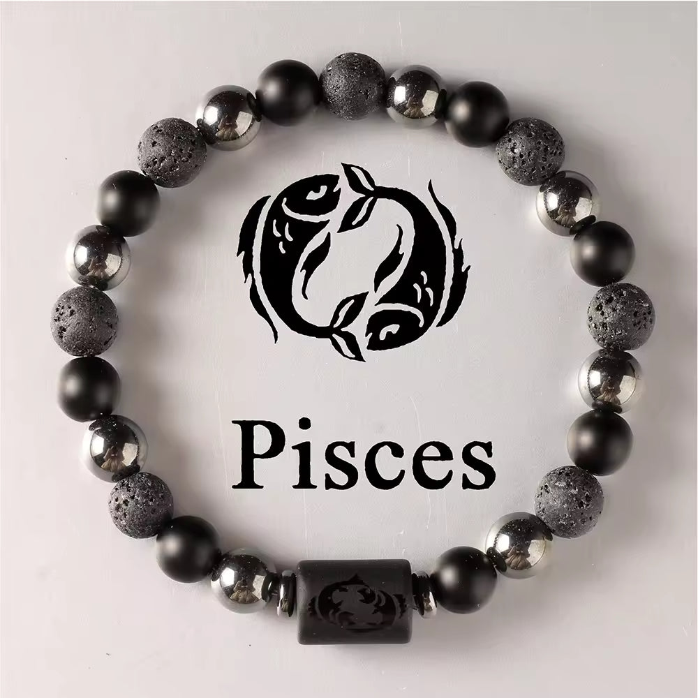 12 Zodiac Constellation Crystal Healing Bracelet | Astrology Gemstone Jewelry