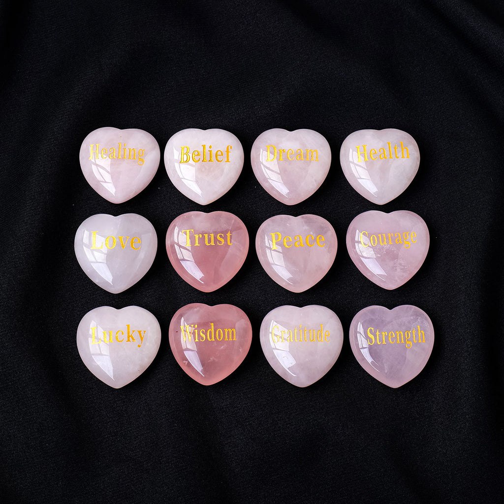 Personalized Engraved Rose Quartz Heart Palm Stone