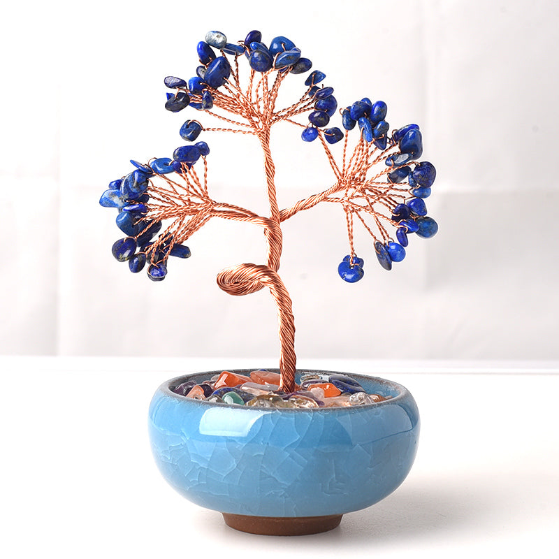 Natural Gemstone Crystal Money Tree | Feng Shui Wealth & Abundance Decor