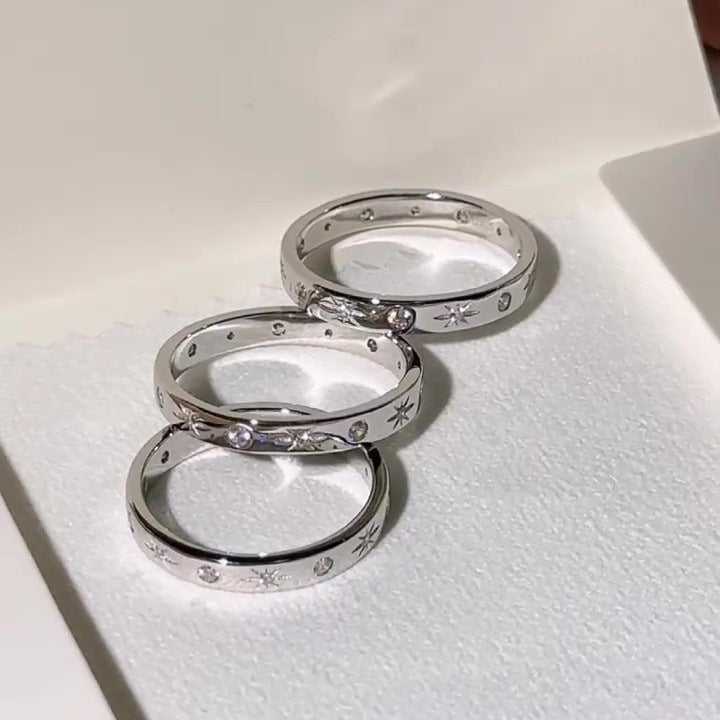 Sun Moon Star 925 Sterling Silver Crystal Ring - Celestial Spiritual Jewelry