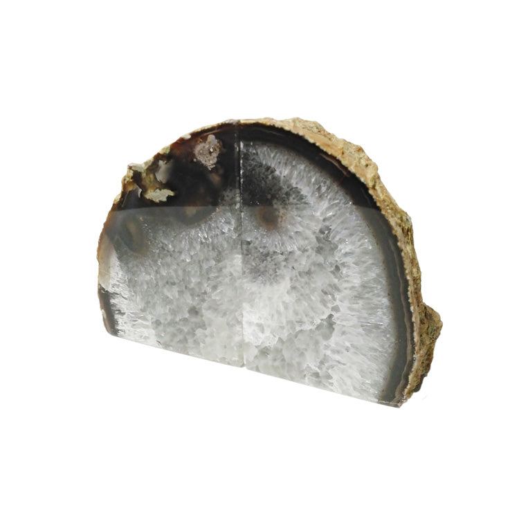 Natural Blue Agate Geode Bookends - Crystal Home Office Decor Statement Piece