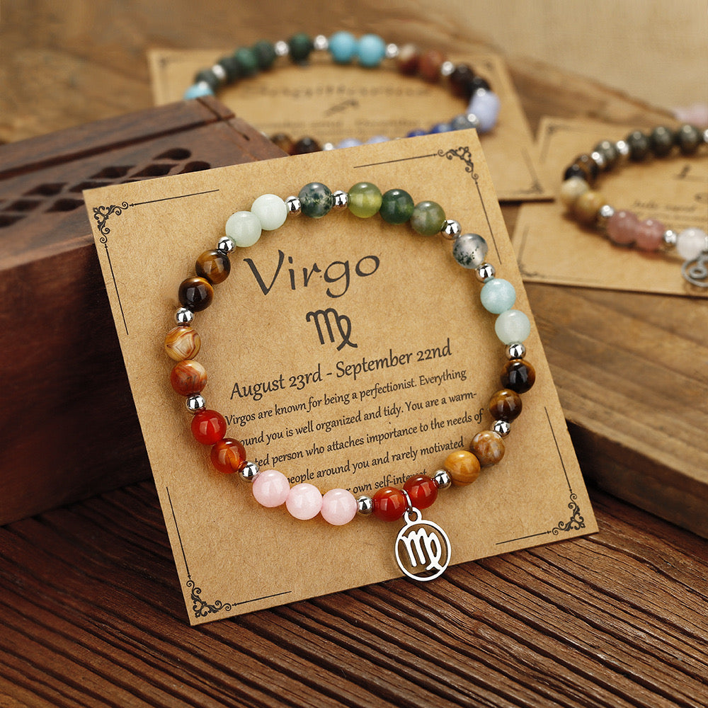 12 Zodiac Constellation Crystal Healing Bracelet Astrology