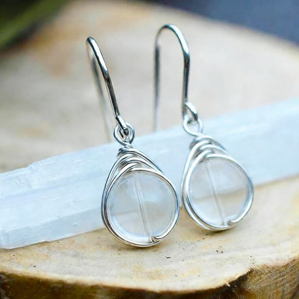 Natural Crystal Drop Earrings | Amethyst & Rose Quartz Raw Stone Wholesale