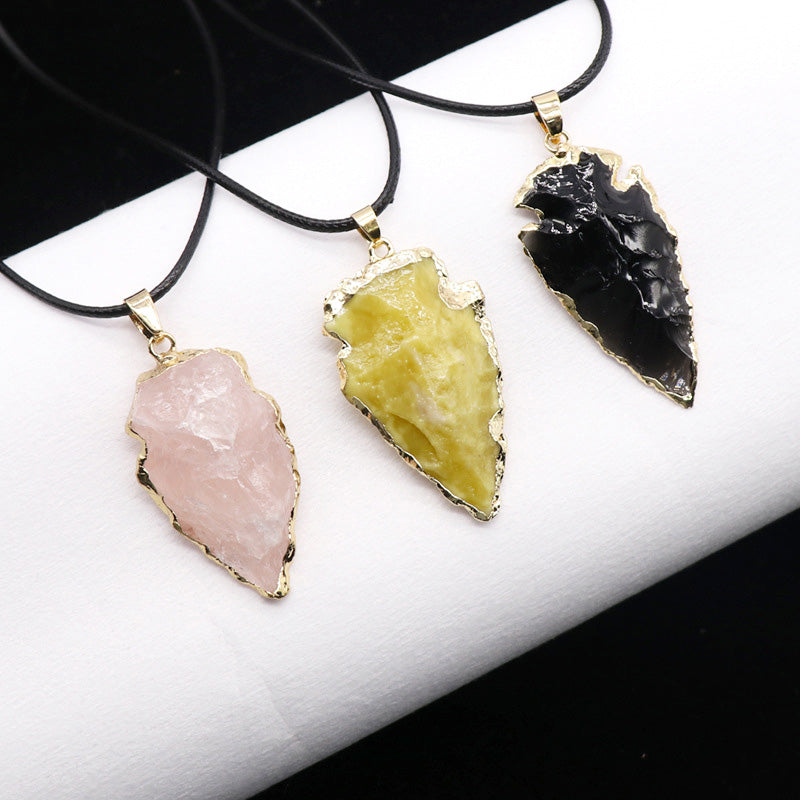 Amethyst crystal arrow point pendant necklace wholesale