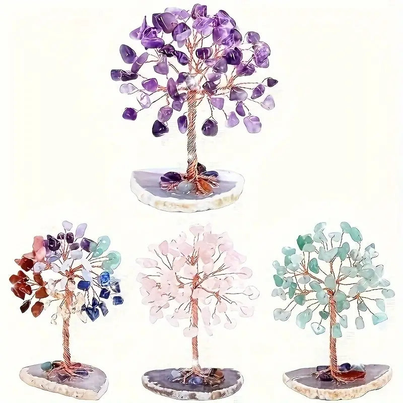 Mixed Gemstone Crystal Tree in Glass Bowl Base — Abundance Centerpiece
