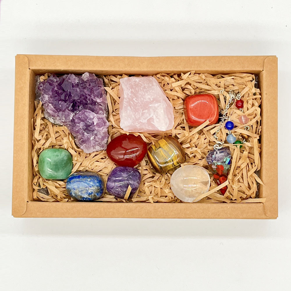 10-Piece Healing Crystals Starter Set | Tumbled Stones Gift Box for Beginners
