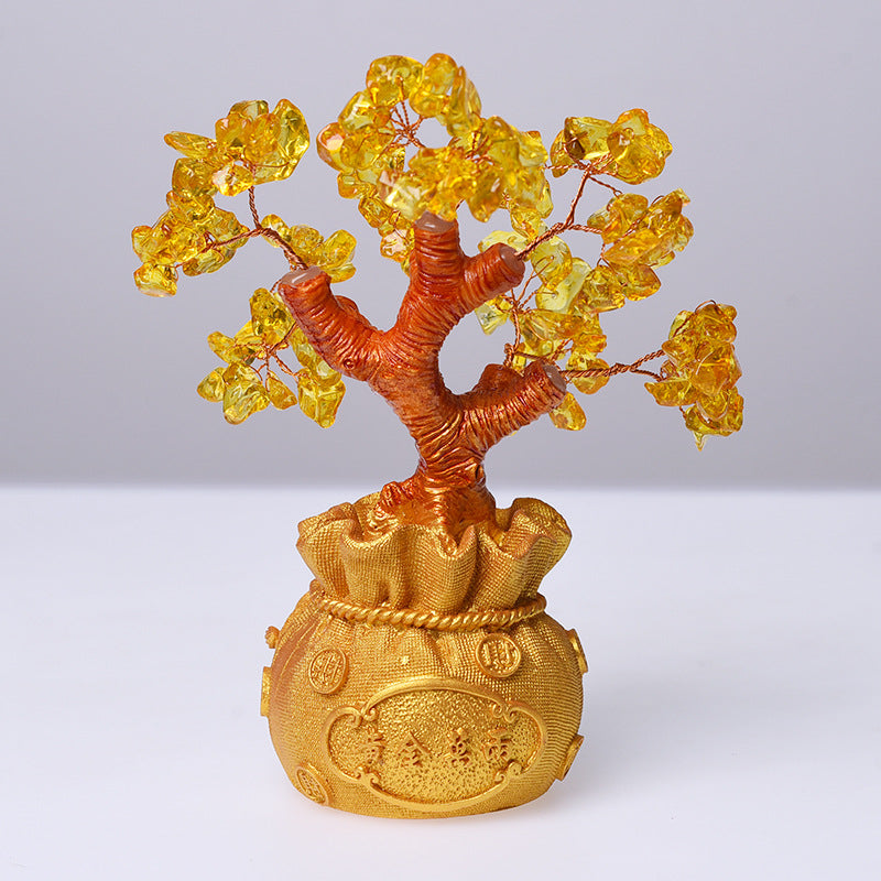 Citrine Crystal Money Tree — Wealth Manifestation Feng Shui Decor