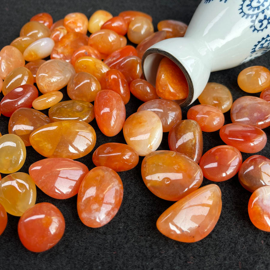 Natural Carnelian Tumbled Stones - Confidence & Creativity Sacral Chakra Crystals