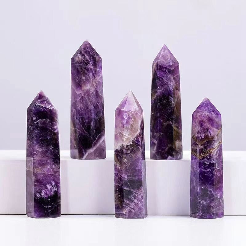 Natural Amethyst Crystal Tower Point - Polished Obelisk for Altar & Meditation