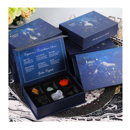 12 Zodiac Constellation Crystal Stone Set Gift Box