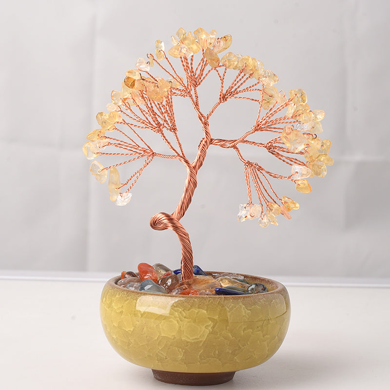 Natural Gemstone Crystal Money Tree | Feng Shui Wealth & Abundance Decor