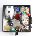 Meditation crystal healing gift box with sage bracelet tumble stones candle