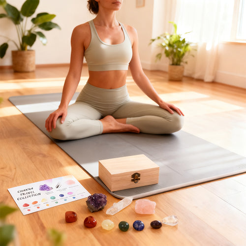 7 Chakra Crystal Kit Wooden Box Meditation Gift Set