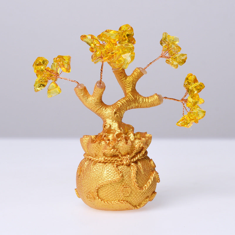 Citrine Crystal Money Tree — Wealth Manifestation Feng Shui Decor