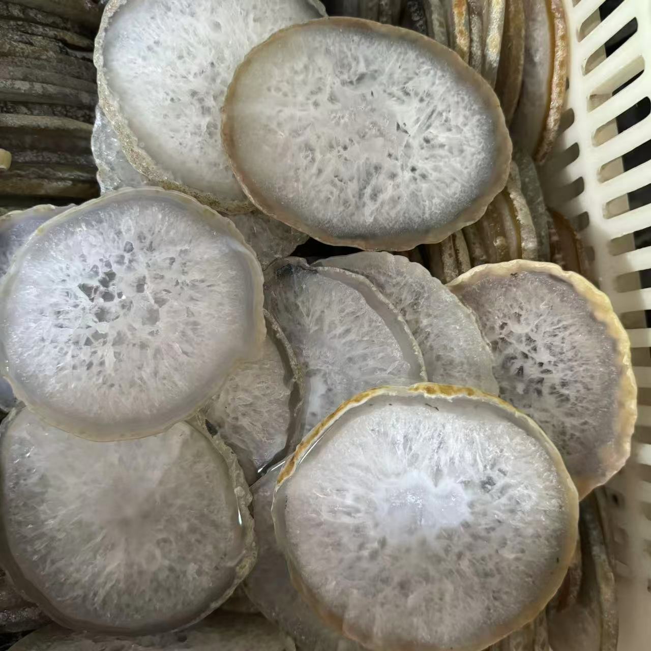 Natural Agate Slice Coaster Set | Polished Geode Stone Plates Wholesale