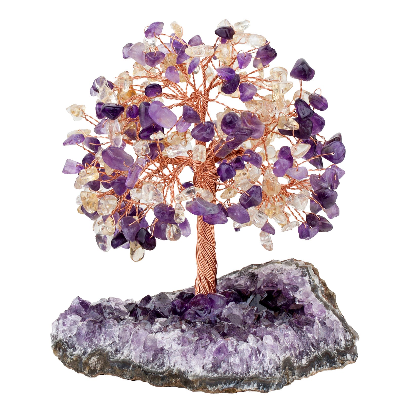 Amethyst cluster base feng shui wealth crystal tree