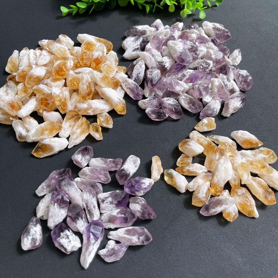 Natural citrine raw crystal points wealth solar plexus chakra golden
