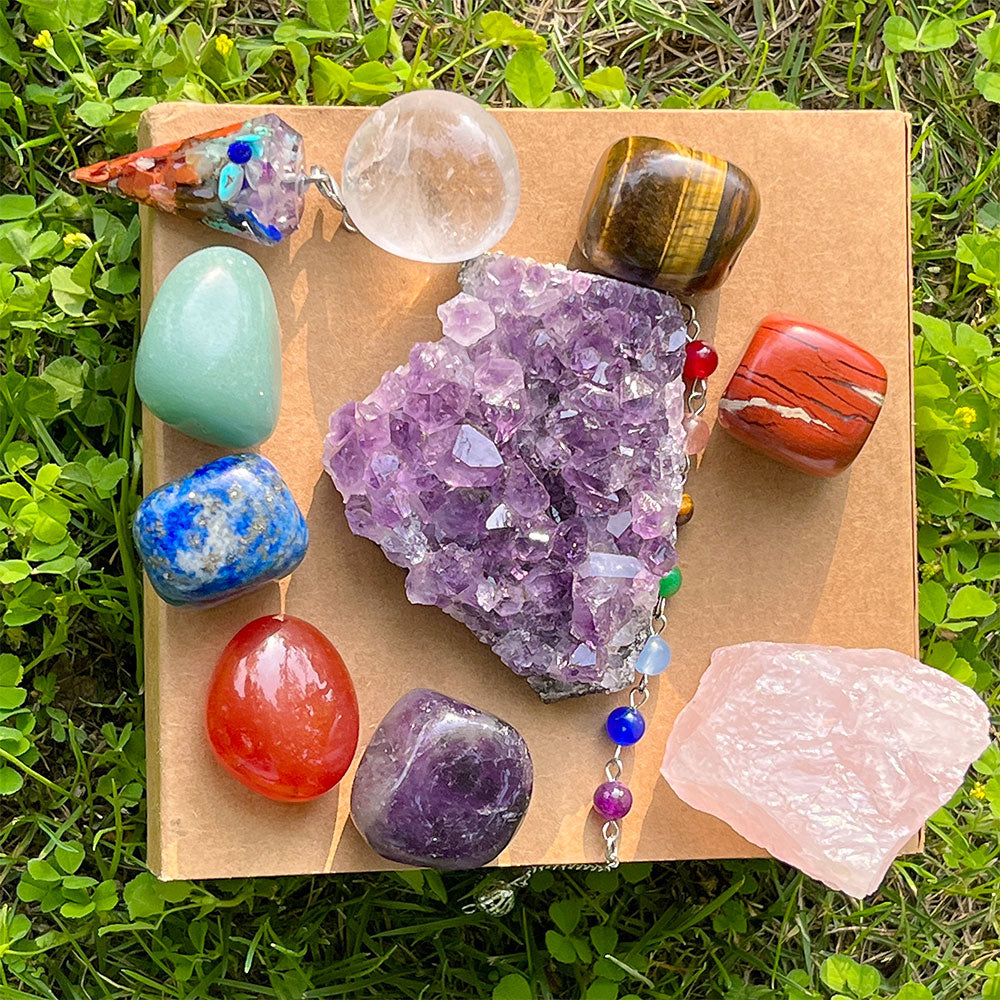10-Piece Healing Crystals Starter Set | Tumbled Stones Gift Box for Beginners