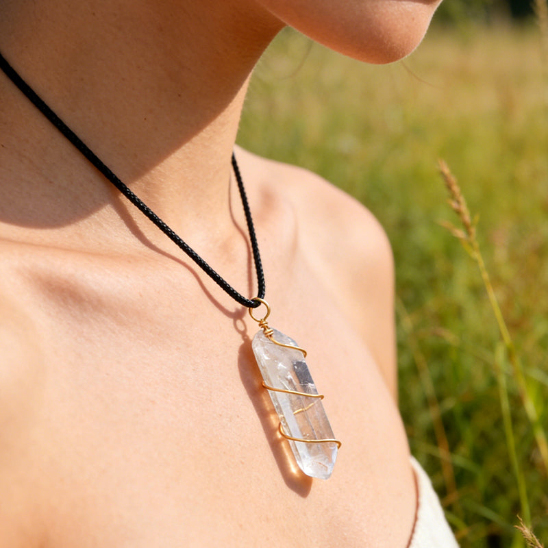 Clear Quartz Crystal Point Pendant Necklace - Master Healer Amplifier Jewelry