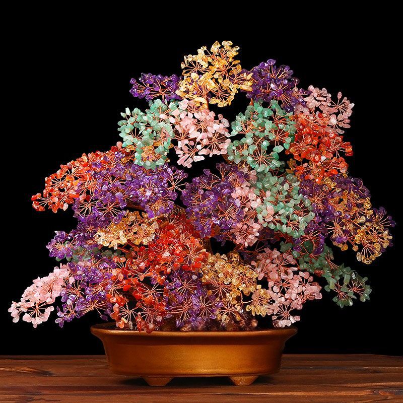 Large Natural Crystal Gemstone Feng Shui Tree — Premium Display Piece