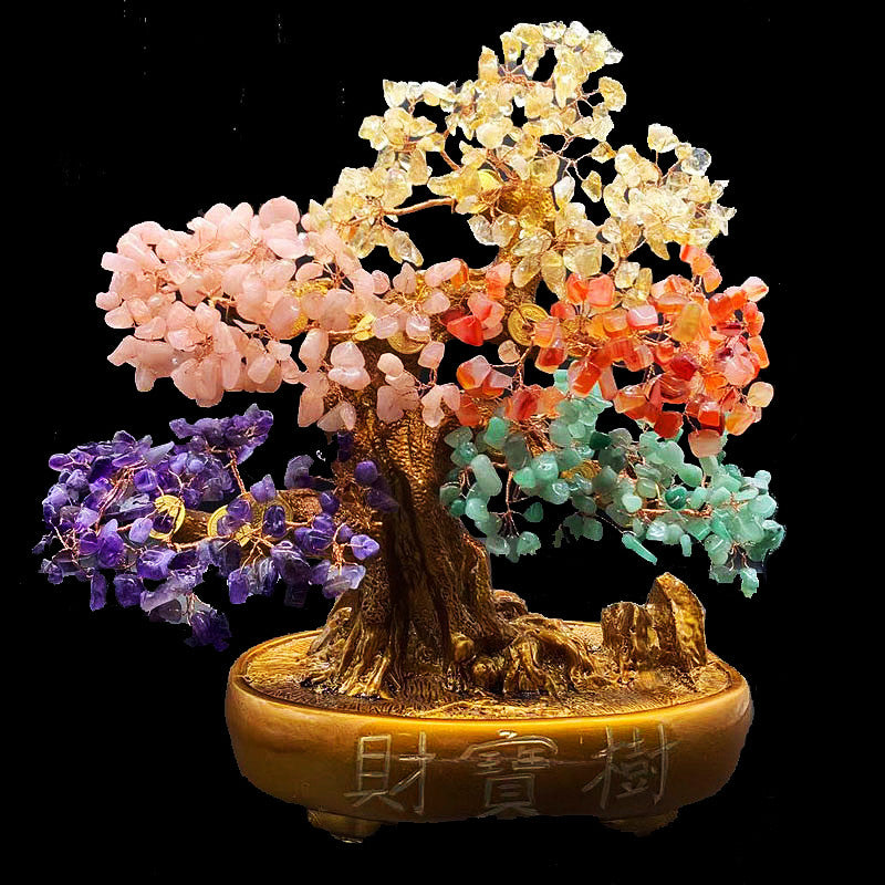 Large crystal tree close up branch detail natural gemstone chips