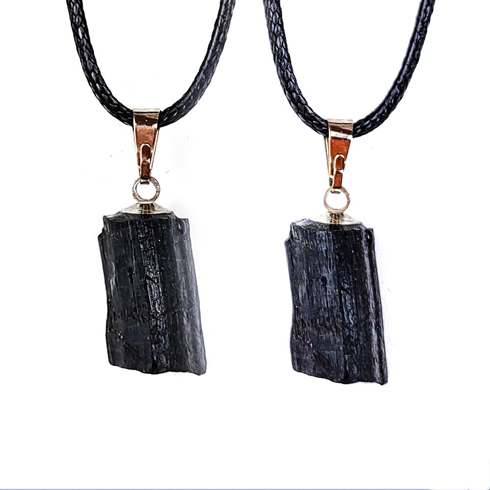 Raw Black Tourmaline Protection Necklace - Energy Shield Amulet