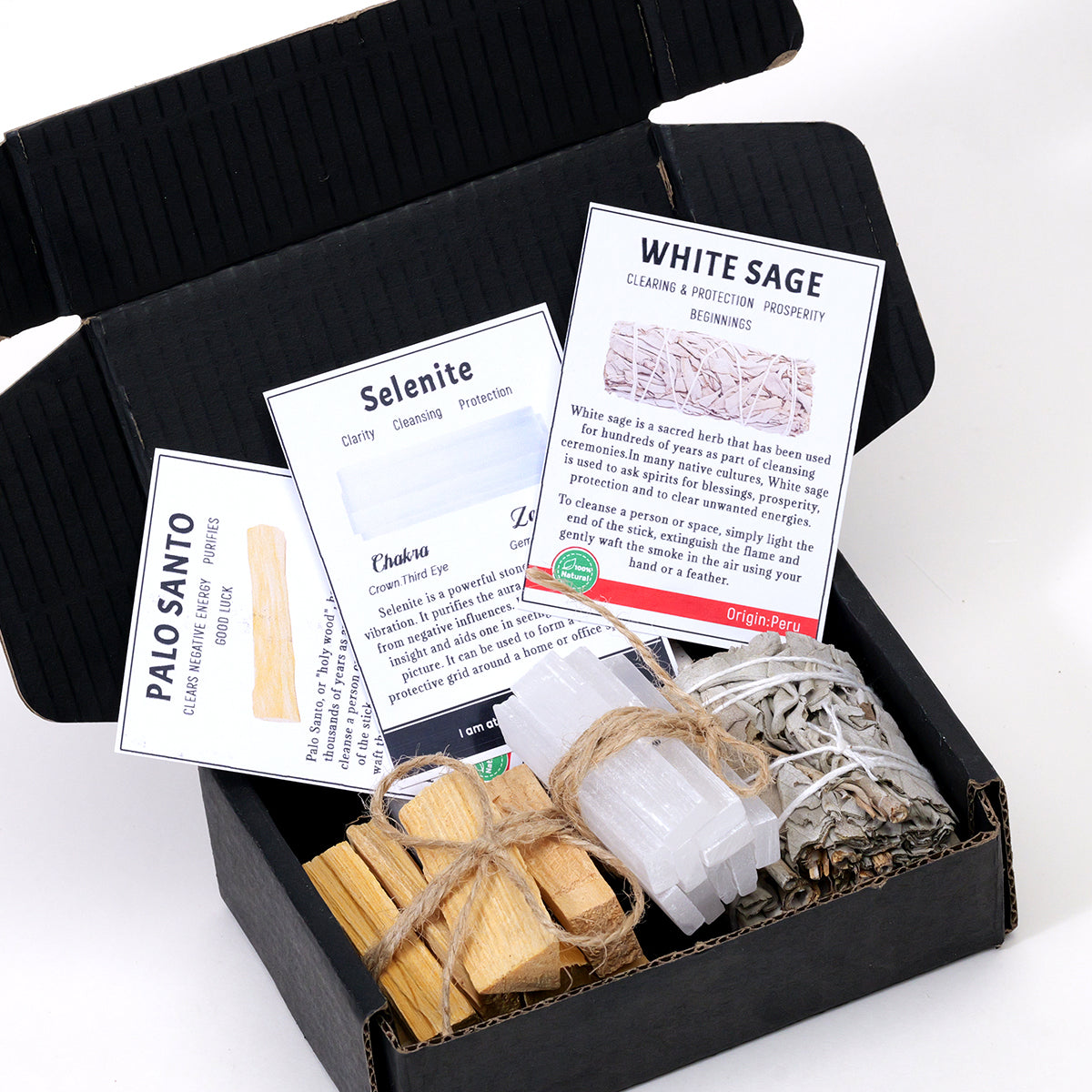 Spiritual Cleansing Starter Kit - White Sage, Palo Santo & Healing Crystals Bundle