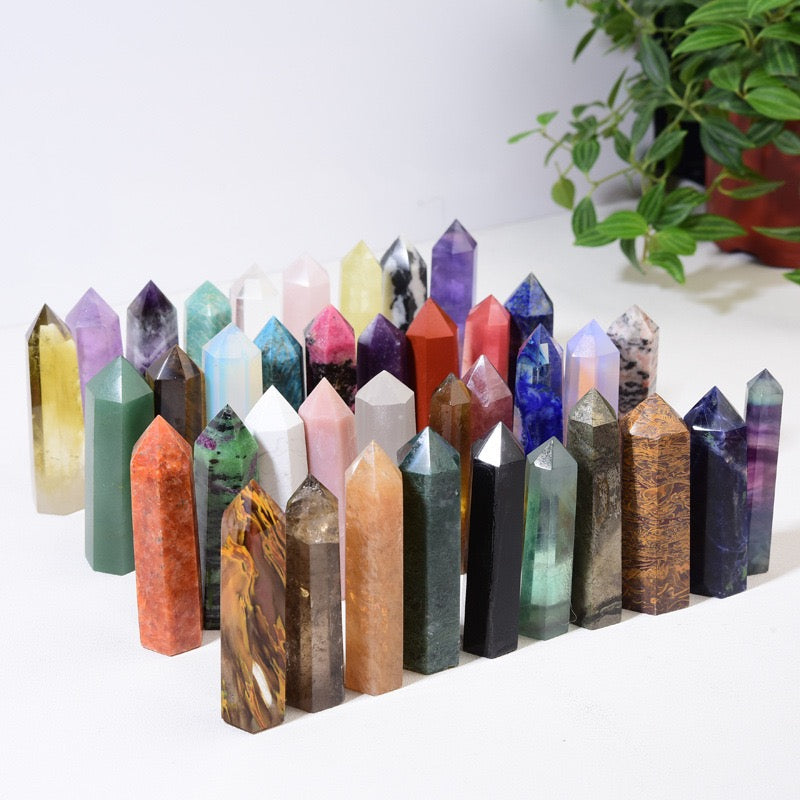Natural crystal tower wand hexagonal point healing