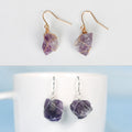 Natural Crystal Drop Earrings Amethyst Rose Quartz Raw Stone