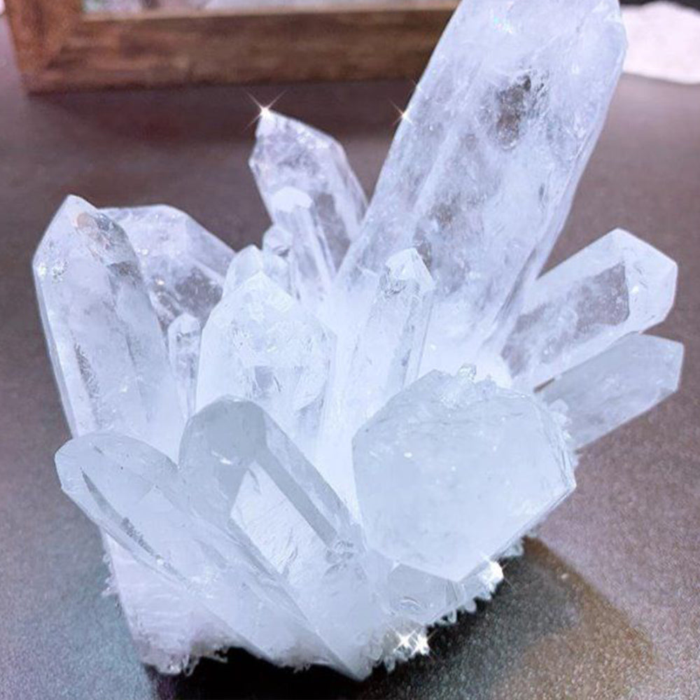 Natural White Clear Quartz Crystal Cluster — Healing Mineral Specimen