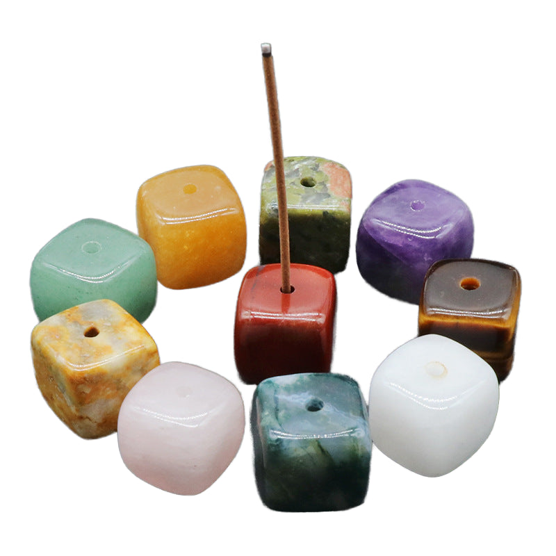 Raw stone incense holders multiple crystal types chakra set