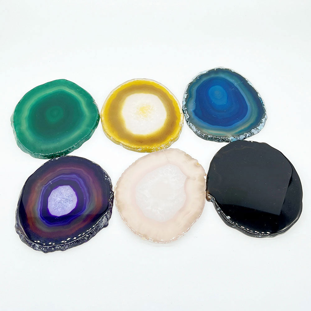 Natural Agate Slice Coaster Set Polished Geode Stone Plates