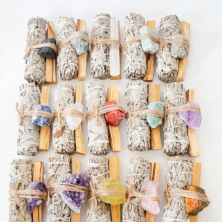 Spiritual Cleansing Starter Kit - White Sage, Palo Santo & Healing Crystals Bundle