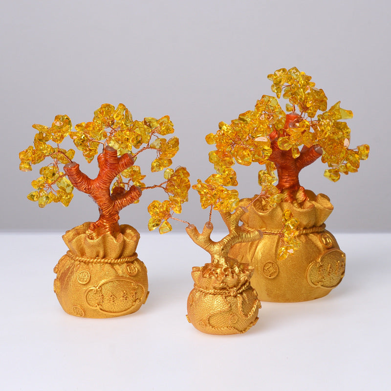 Citrine Crystal Money Tree — Wealth Manifestation Feng Shui Decor