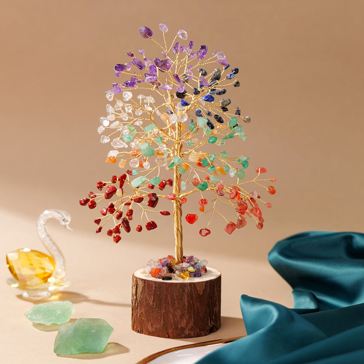 Natural 7 chakra crystal money tree 24-26cm wealth abundance feng shui