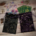 Gold Foil Moon & Star Velvet Crystal Storage Pouch