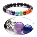 Tree of Life Handmade Lava Stone Bracelet - 7 Chakras Grounding Jewelry