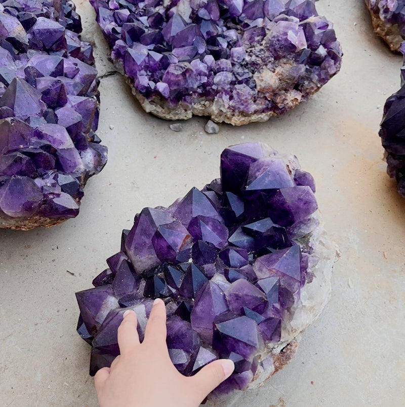 Natural Amethyst Cluster Specimen | Raw Brazilian Geode Display Piece