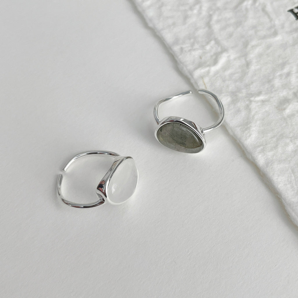 Natural Moonstone S925 Sterling Silver Adjustable Ring - Feminine Energy Jewelry